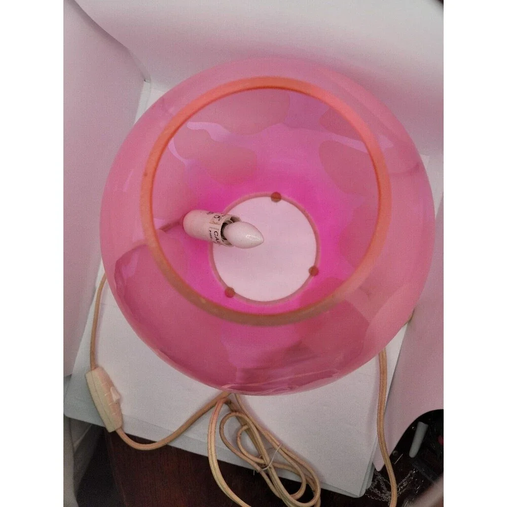 IKEA Knubbig 4” Table Lamp Butterfly Floral Light Pink Glass Globe No Bulb